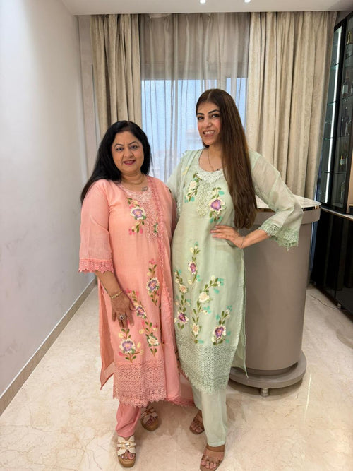 Self cotton brush print 3pc suit with cotton lining