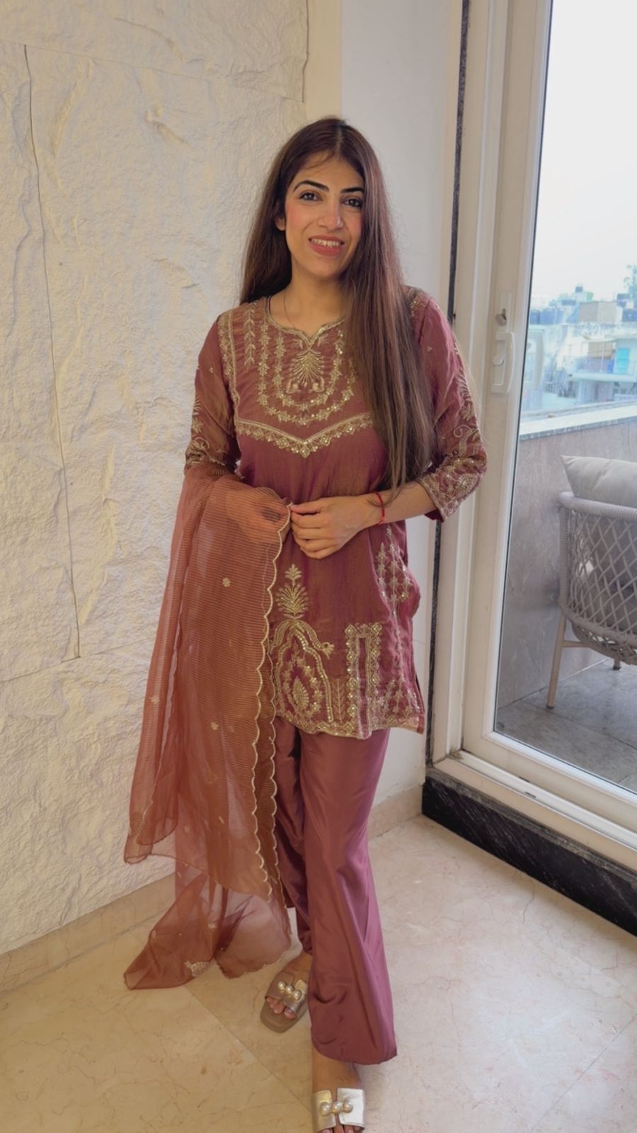 Tissue 3 pc suit with organza dupatta