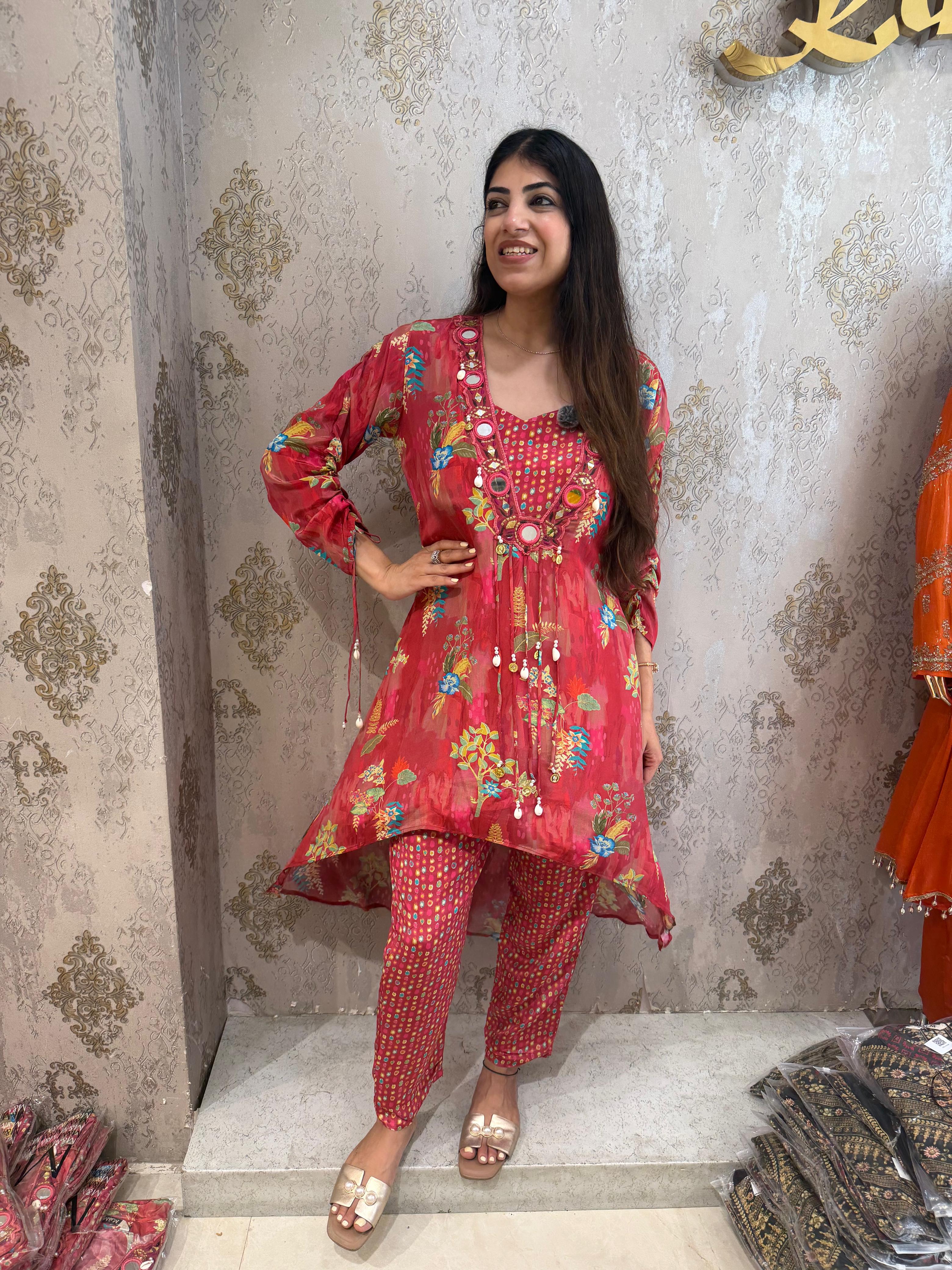 Pure crepe indo-western set with pants & separate-inner