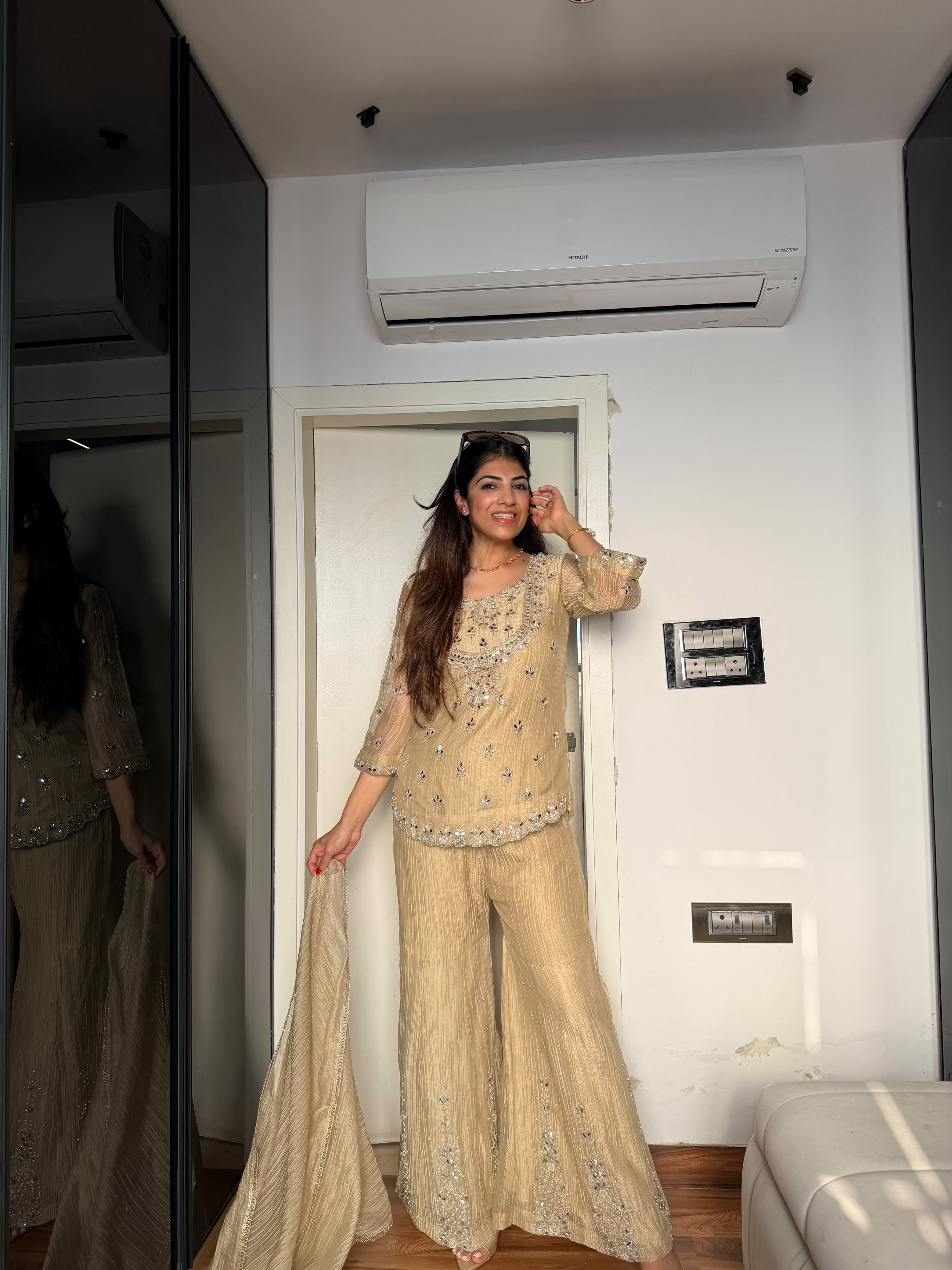 Salsa fabrc 3 pc suit with mirror work