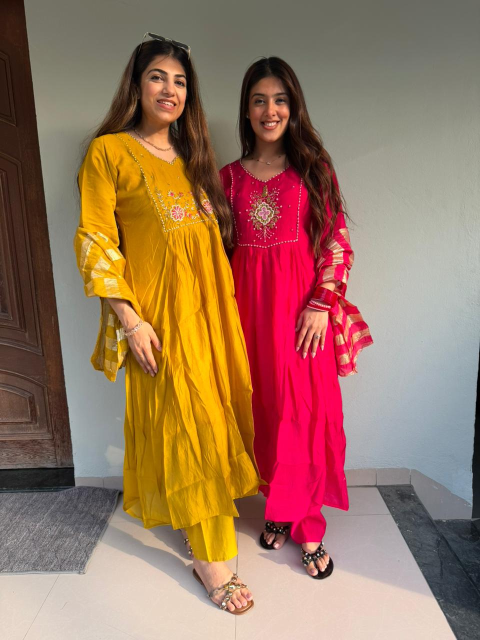 Cotton muslin-3pc suit with embroidery