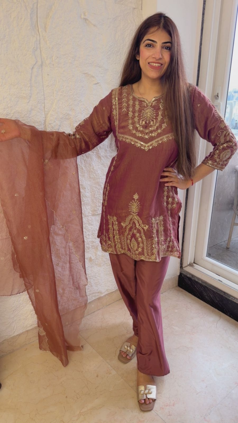 Tissue 3 pc suit with organza dupatta