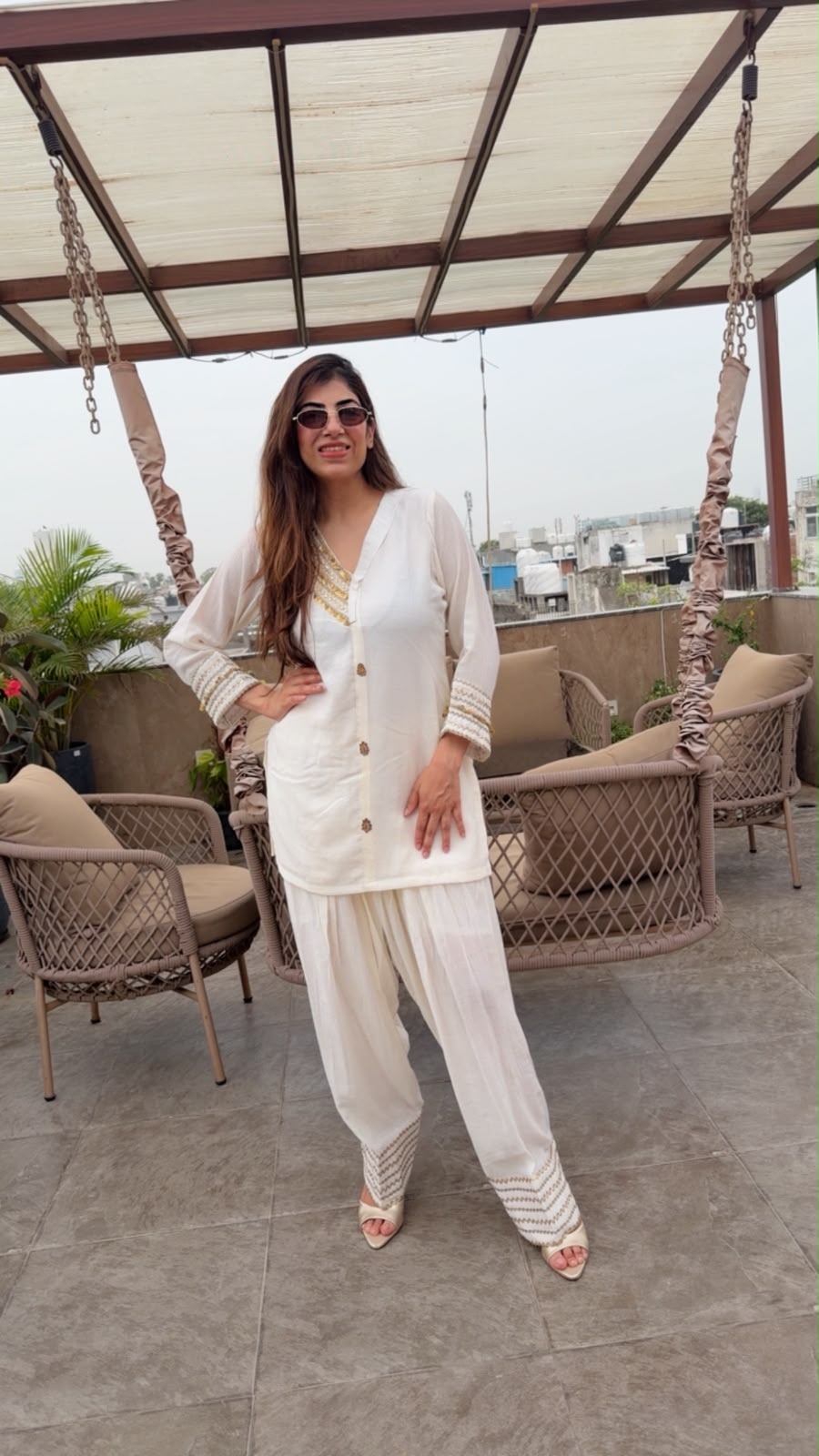 Imported cotton Two,pc embroidery co-ord with farshi