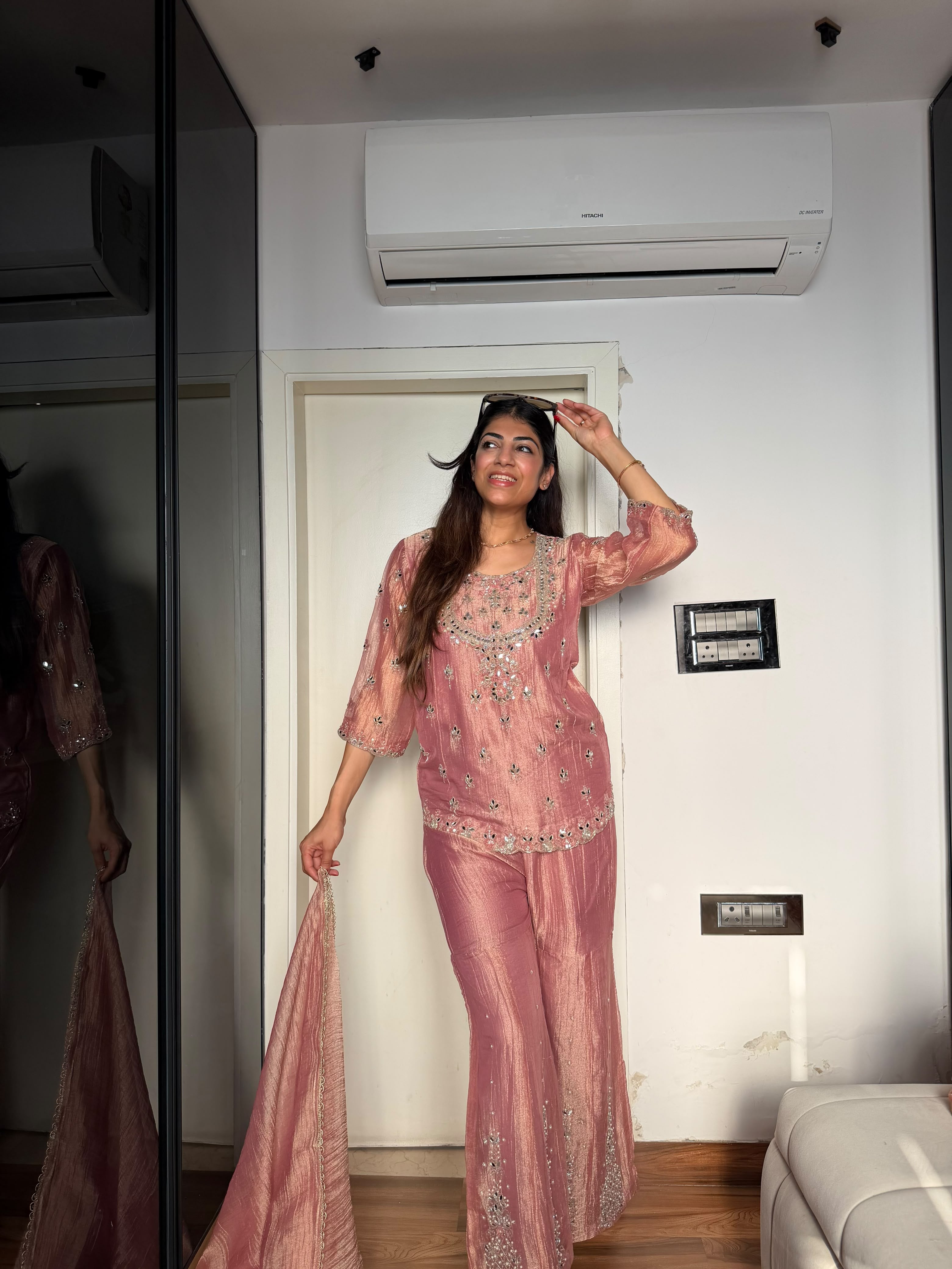 Salsa fabrc 3 pc suit with mirror work