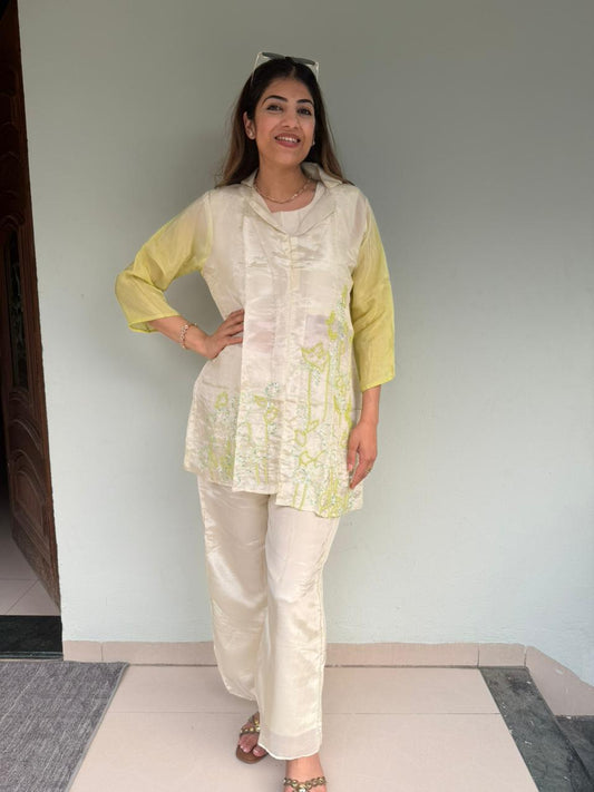 Pure crepe 2pc, co-ord set with handwork