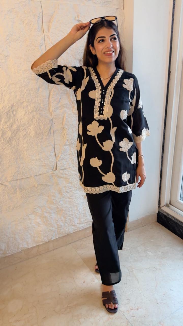 Pakistani embroidered 2 pc co-ord set paired with straight pants