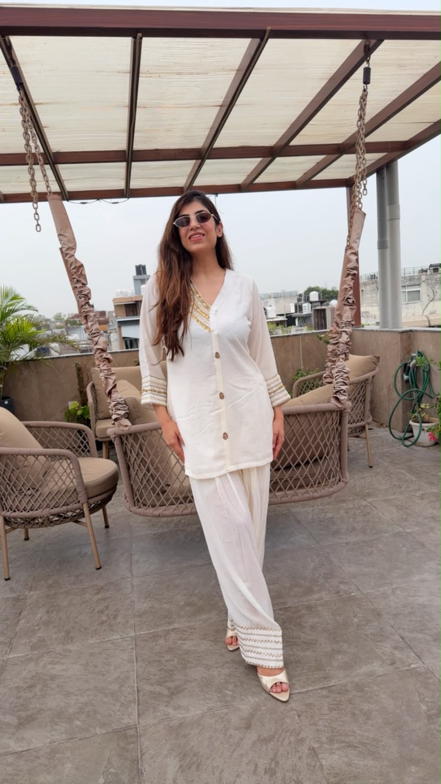 Imported cotton Two,pc embroidery co-ord with farshi