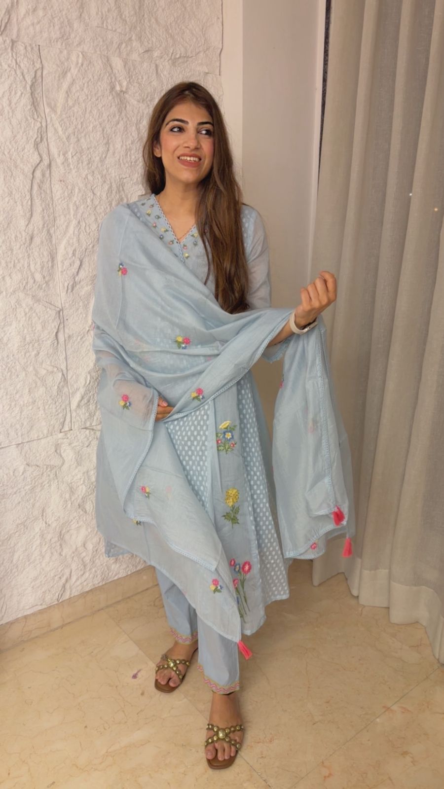 3 pc cotton suit with cotton dupatta