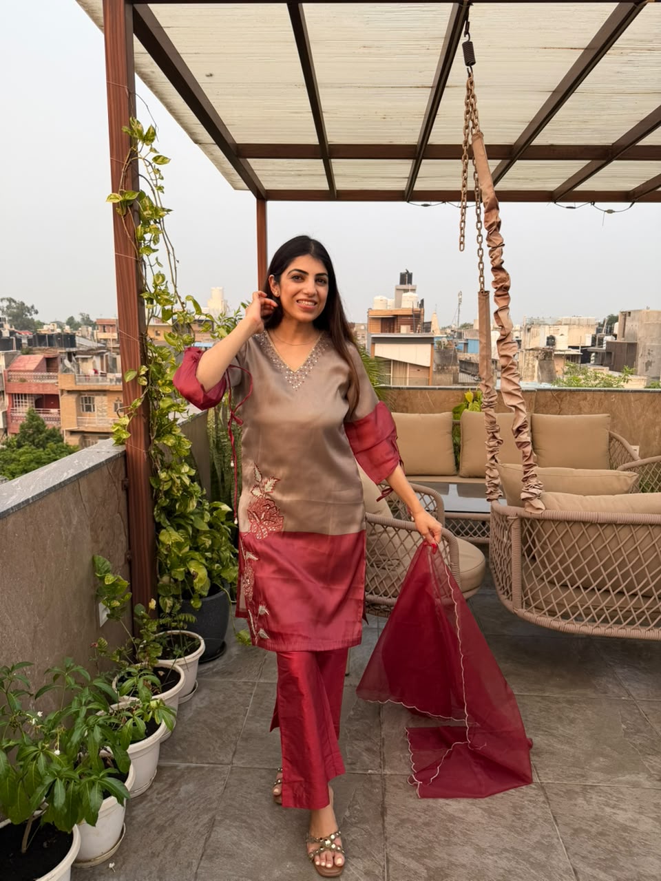 Cosmo 3,pc embroidery suit in co-ord style