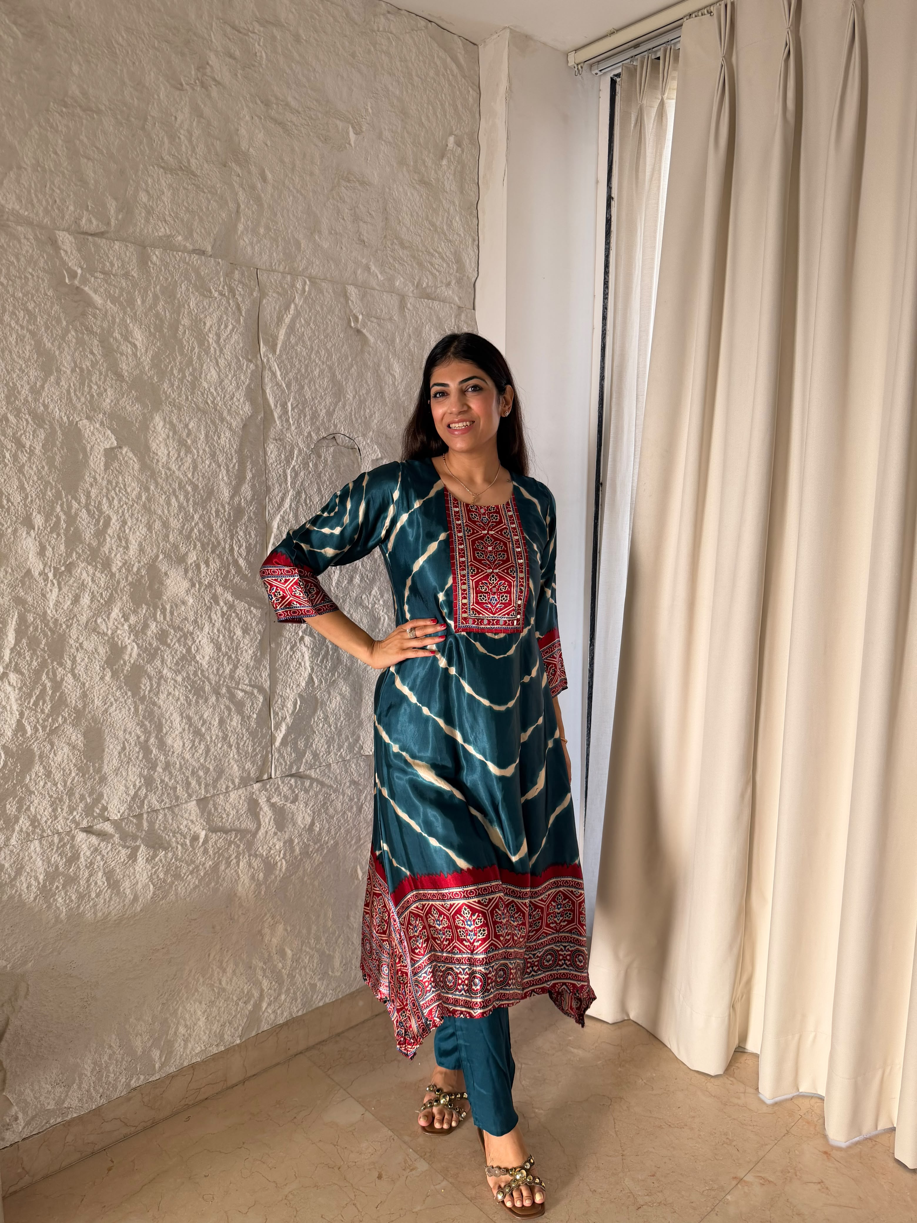 Pure Gaji silk A-line 2,peice set