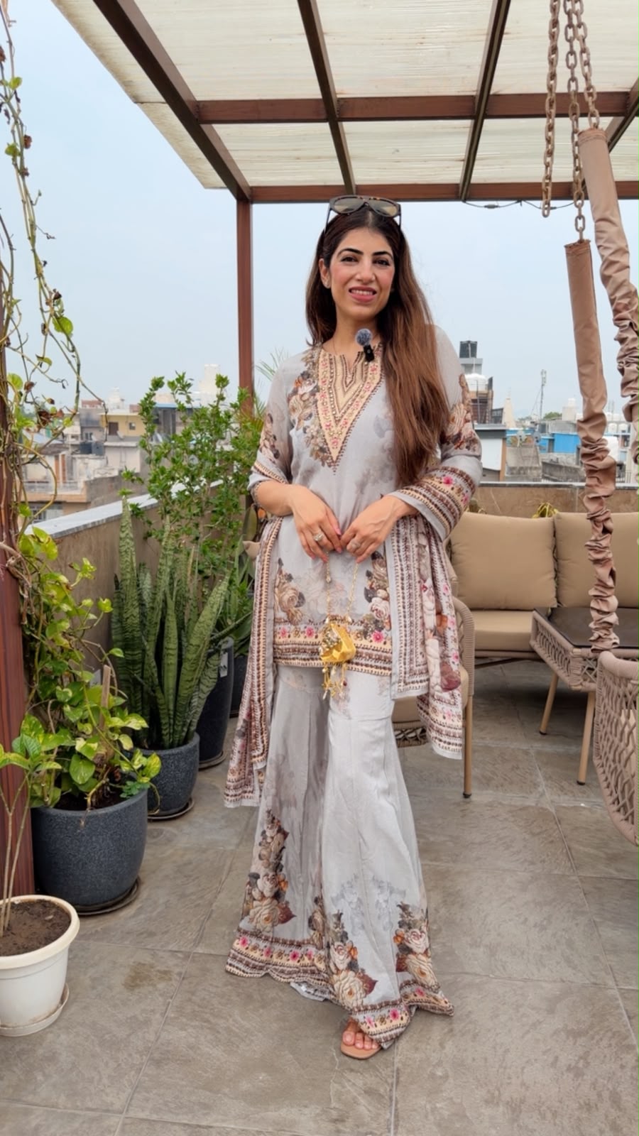 Pure crepe stylish -sarara set & pure crepe dupatta