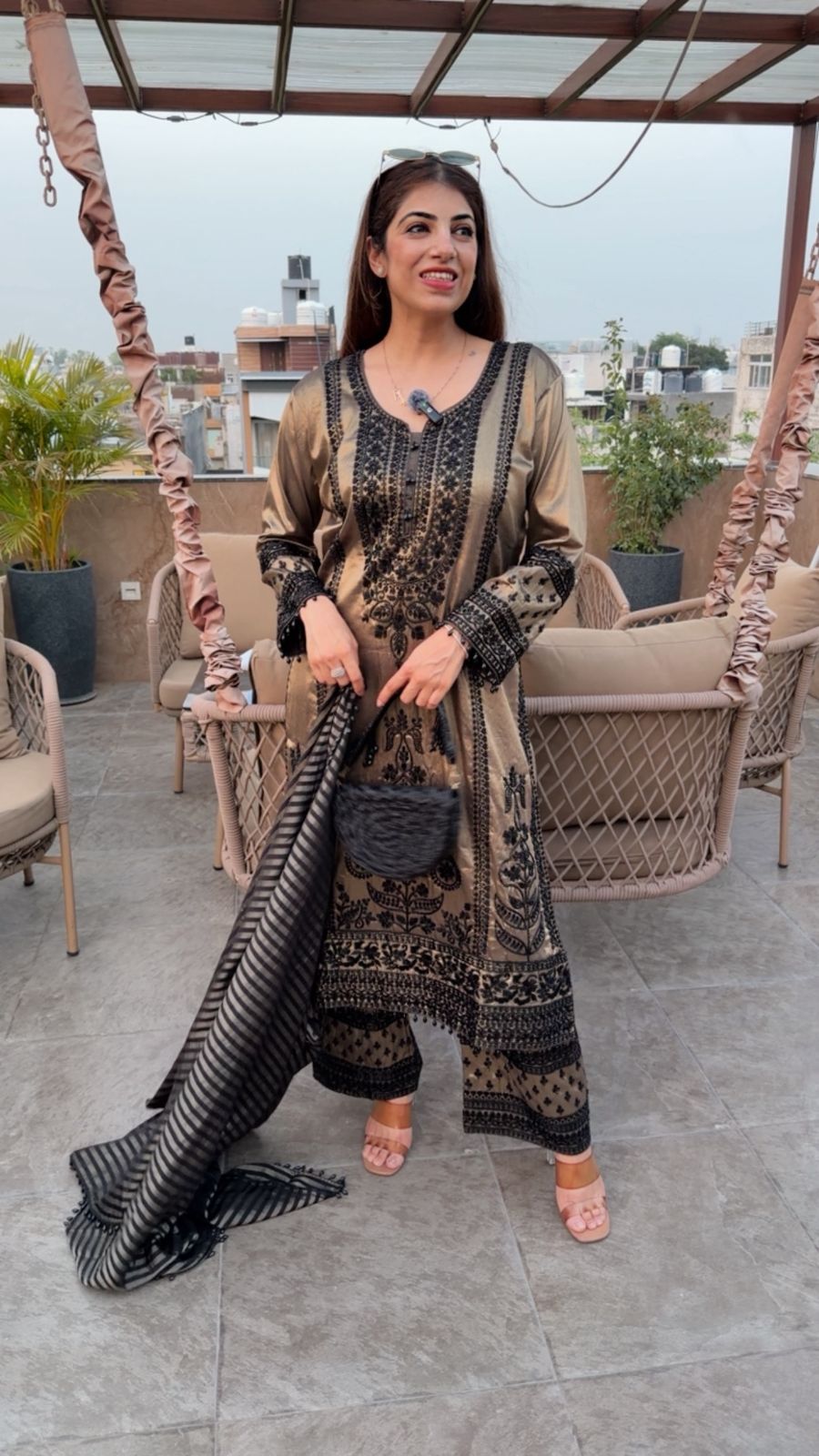 Imported fabric 3 pc Pakistani suit with complete handwork