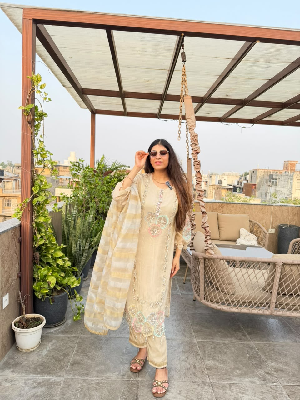 Pure Cosmo fabric, partywear handwork suit & dupatta