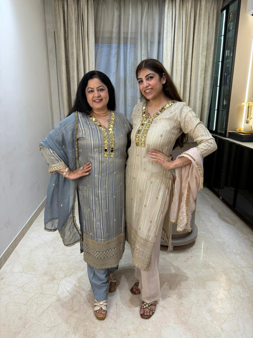 Pure banarasi 3pc set,handwork and mirror work