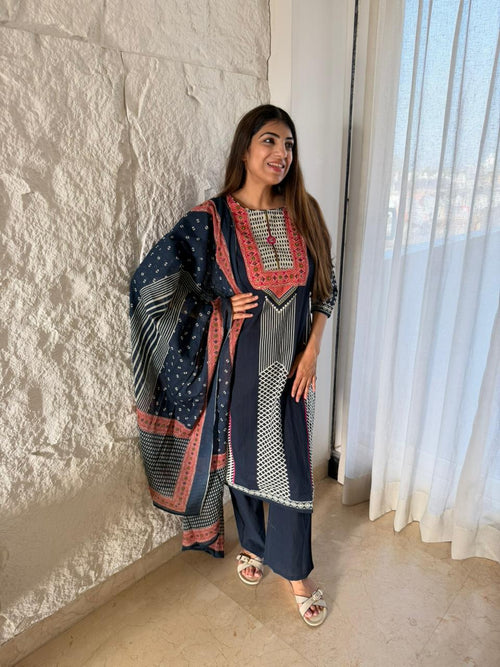 Cotton printed 3 pc suit with dupatta