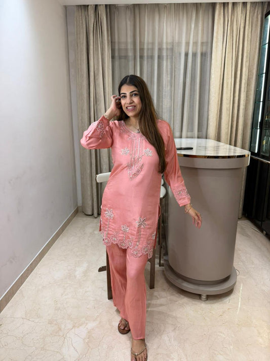 Glass tissue handwork 2 pc co-ord set