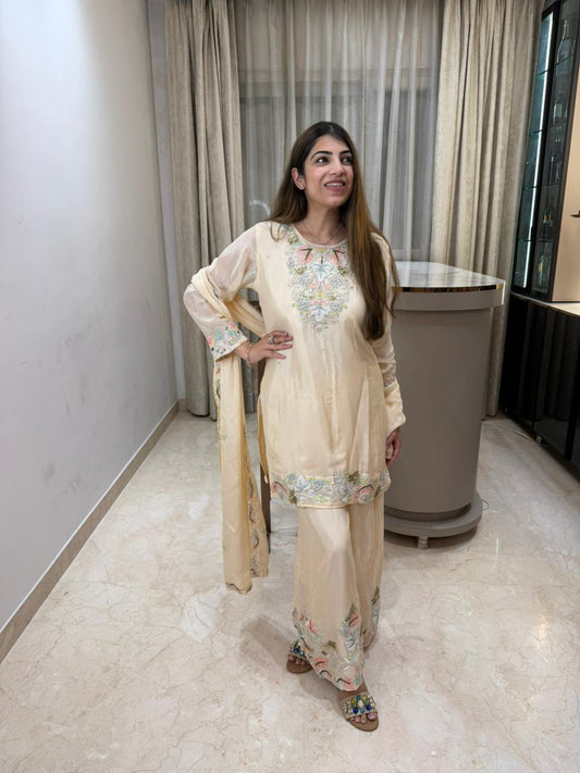 Crepe 3 pc suit with handwork with dupatta