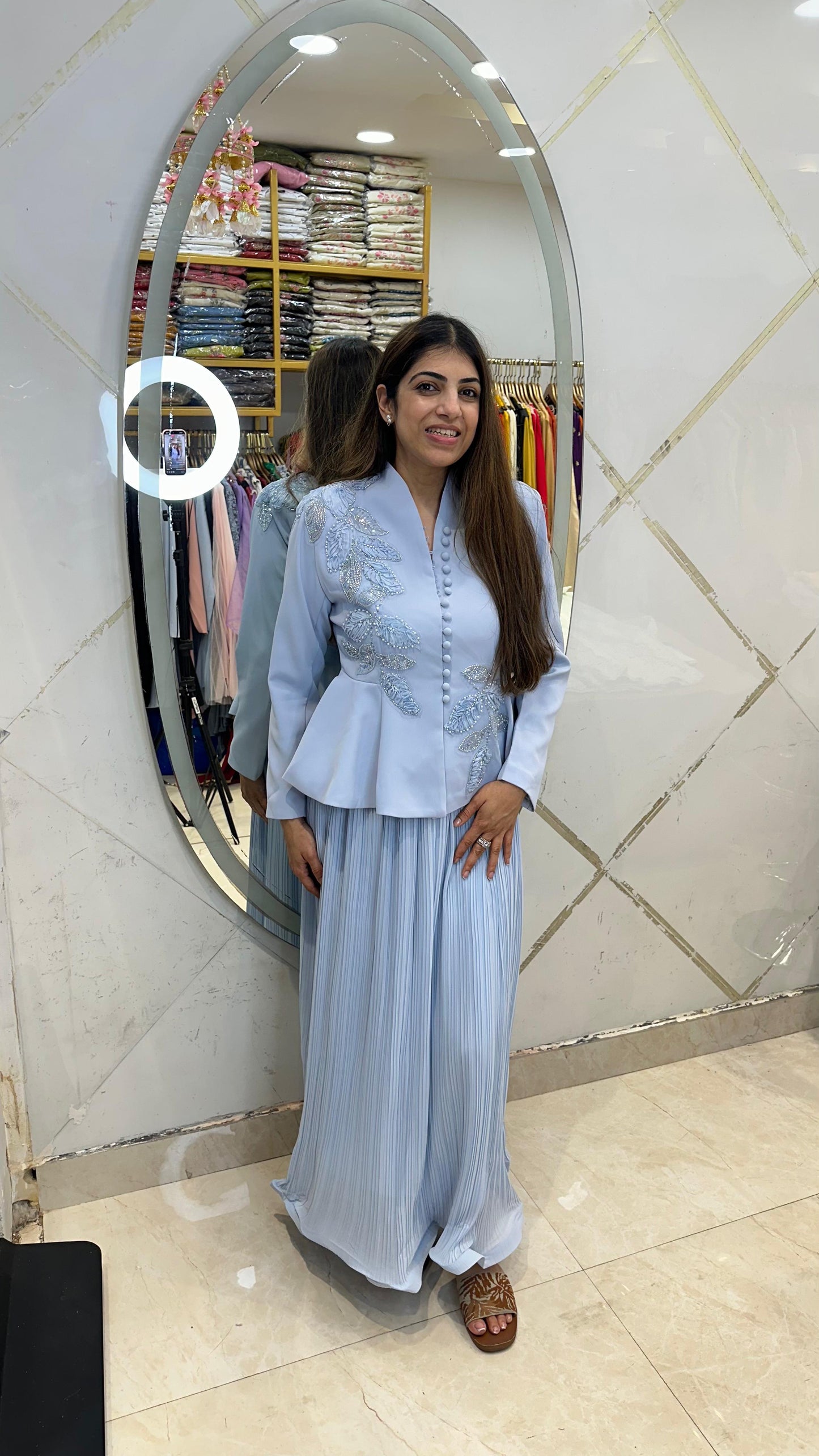 Japanese fabric western 2pc,set peplum style shirt with handwork