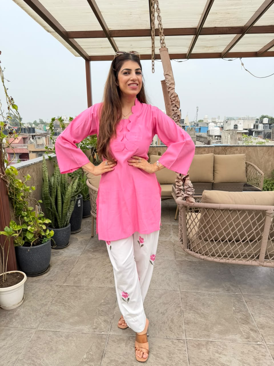 Zara cotton Co-ord set with embroidery farshi salwar