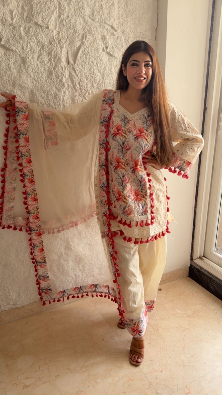 Kohra cotton 3 pc farshi set with floral print