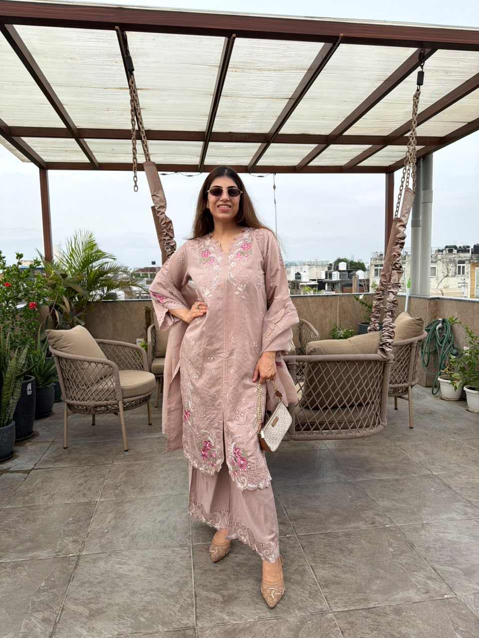 Imported cotton Pakistani suit with all handwork &  cut work embroidery & dupatta