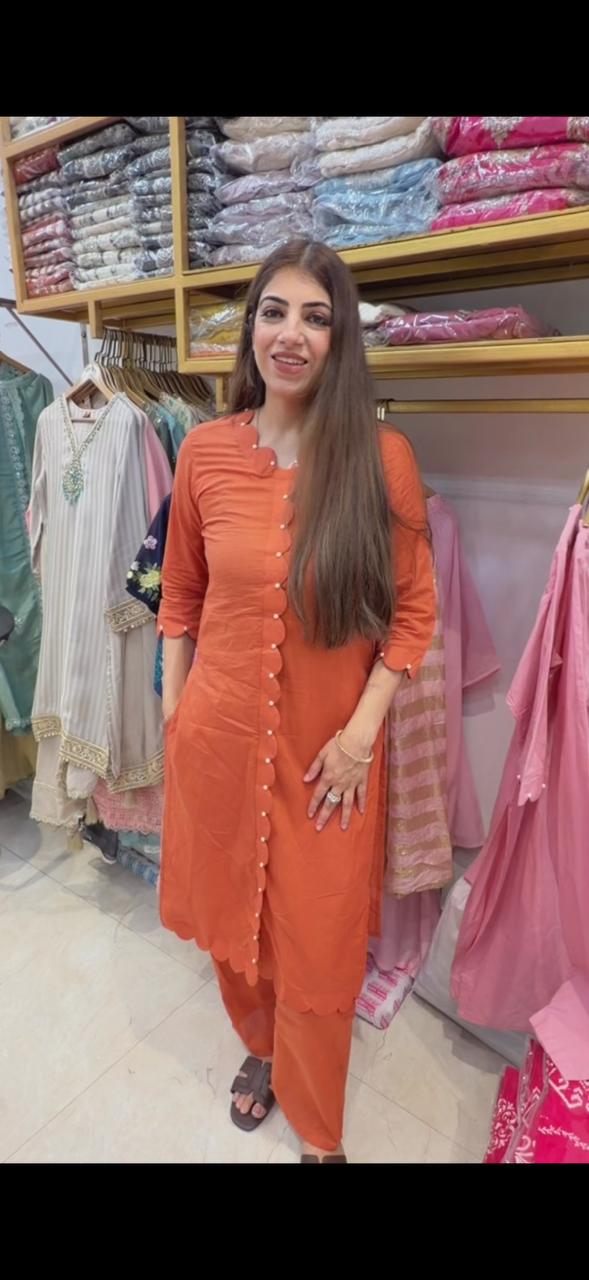 Cotton 2 pc set with pearl