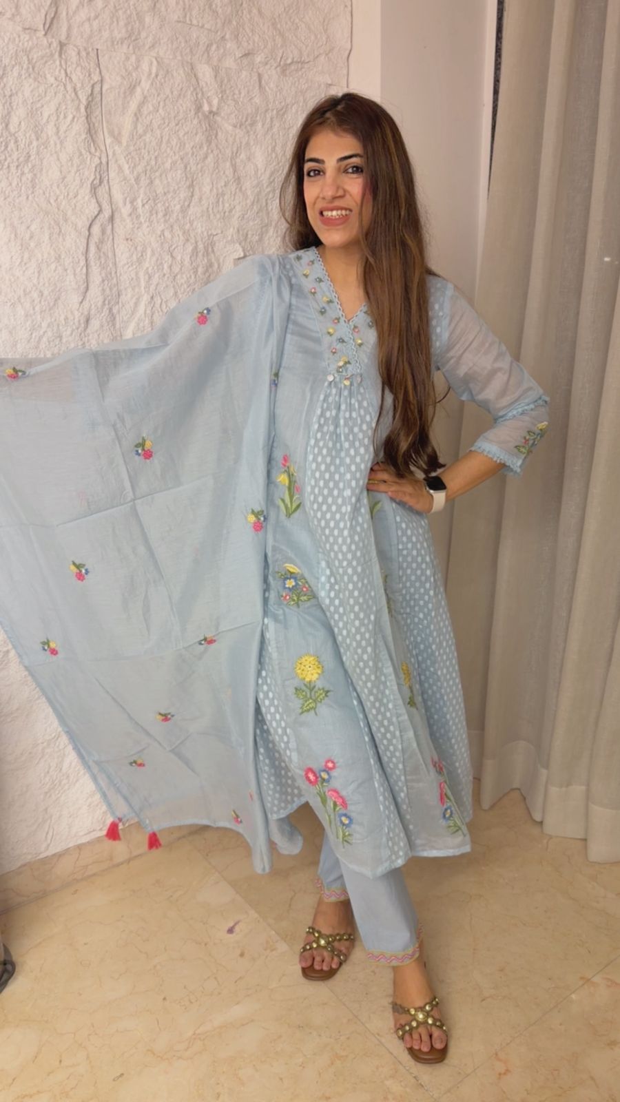 3 pc cotton suit with cotton dupatta