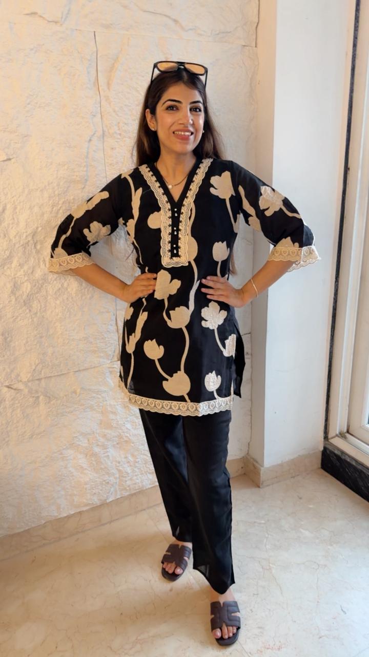Pakistani embroidered 2 pc co-ord set paired with straight pants