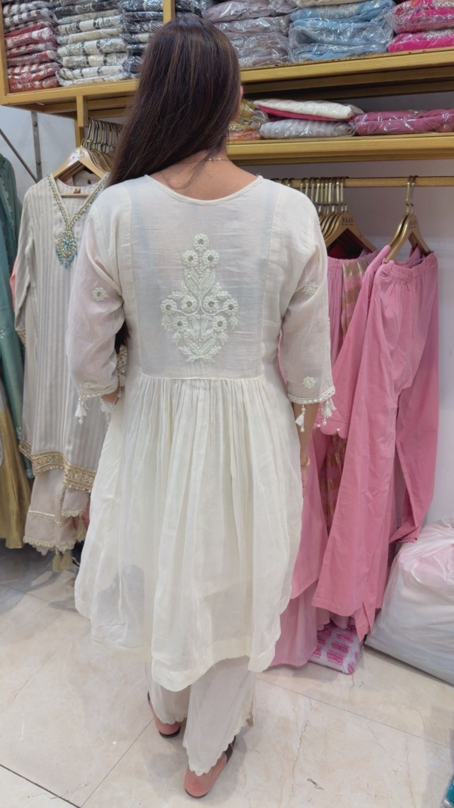 Mal cotton 2 pc a line set with embroidery motifs