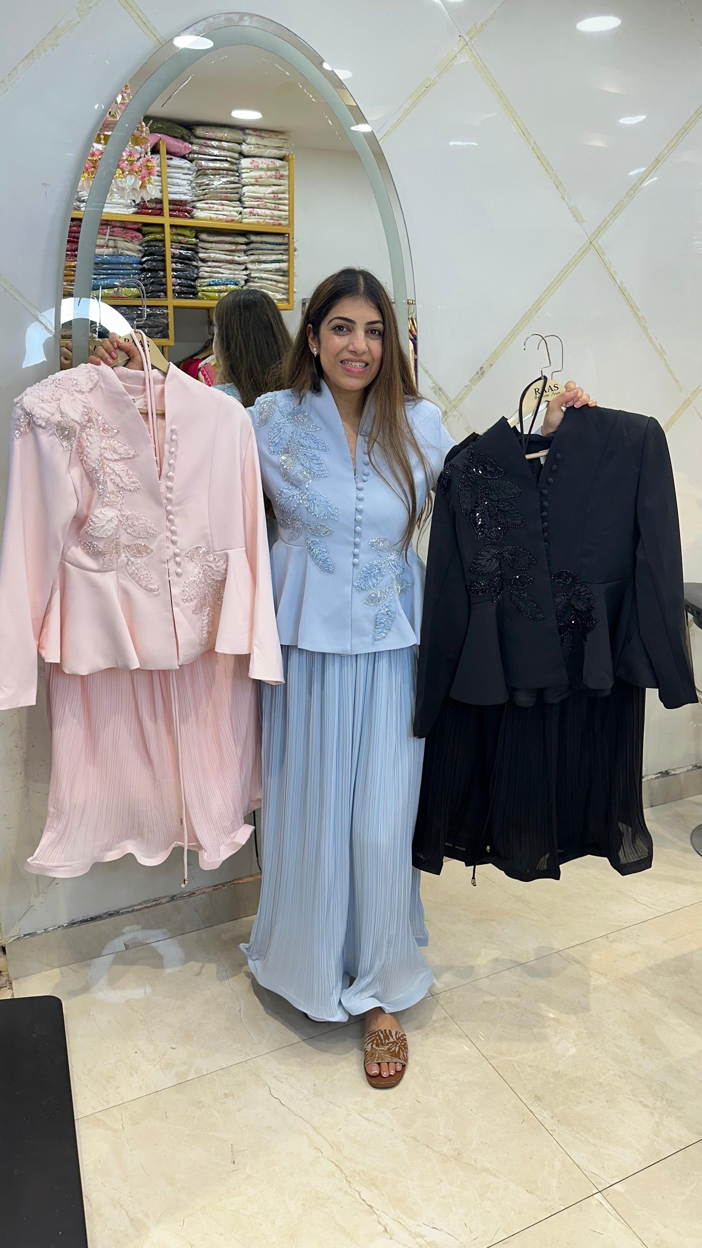 Japanese fabric western 2pc,set peplum style shirt with handwork