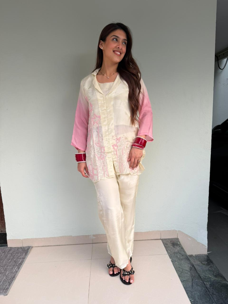 Pure crepe 2pc, co-ord set with handwork