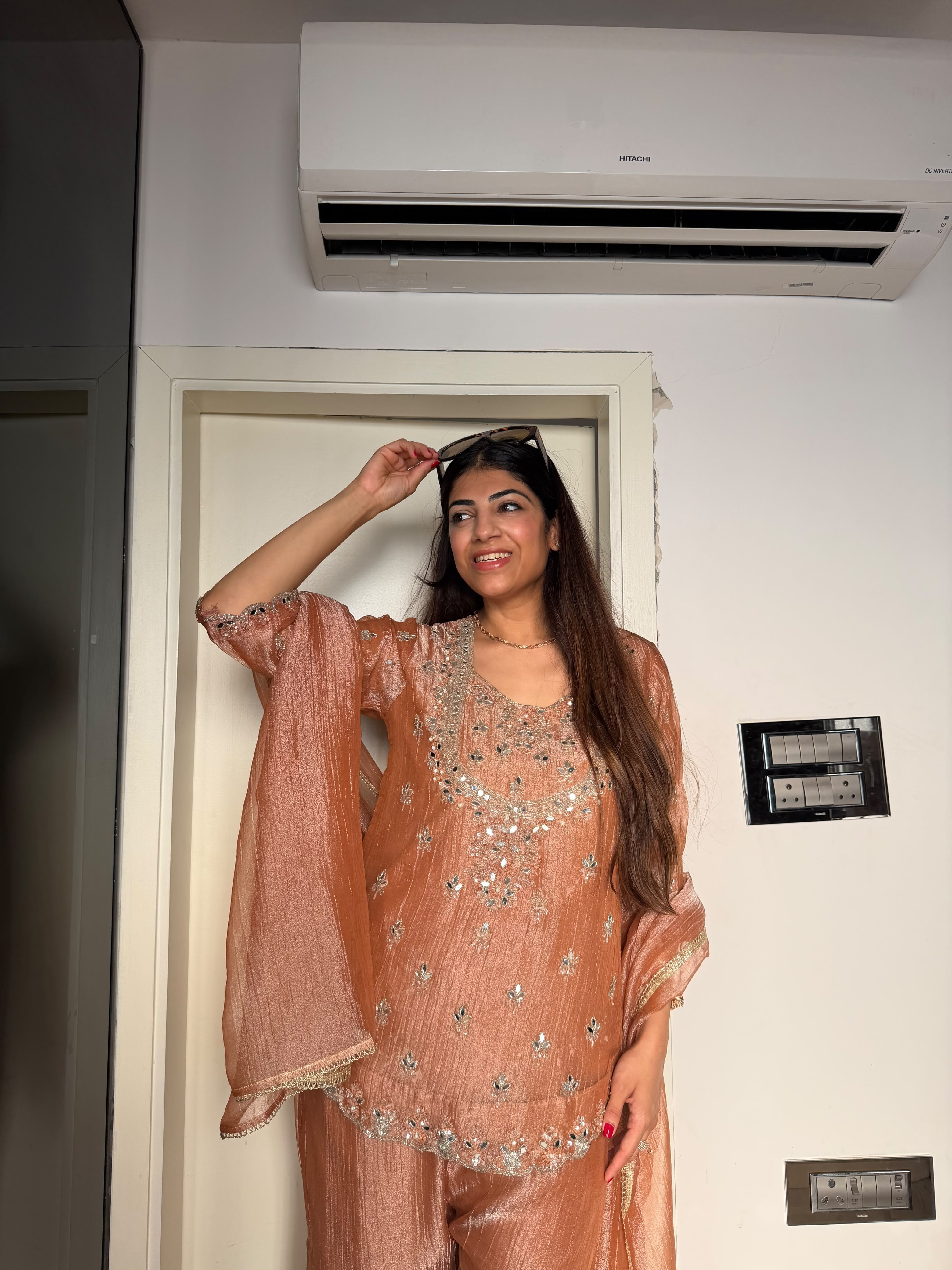 Salsa fabrc 3 pc suit with mirror work