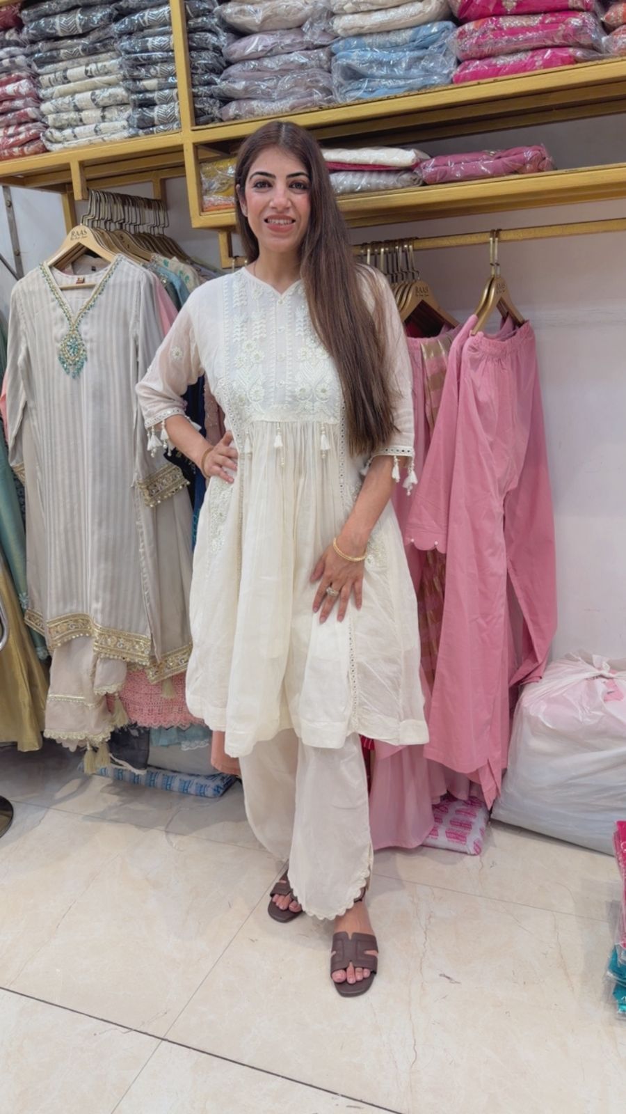 Mal cotton 2 pc a line set with embroidery motifs