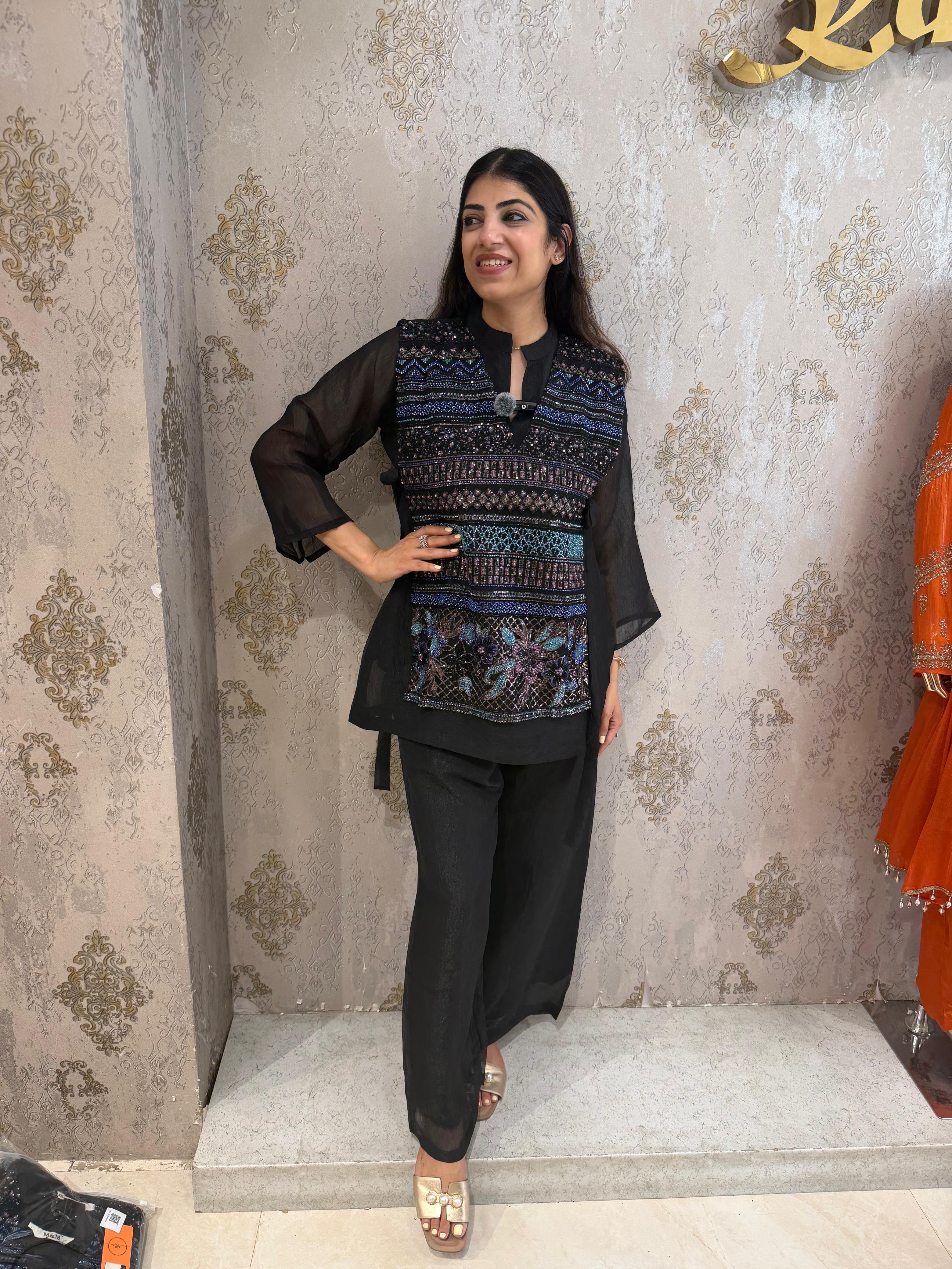 Salsa fabric indo-western 3,peice co-ord set with separate-inner