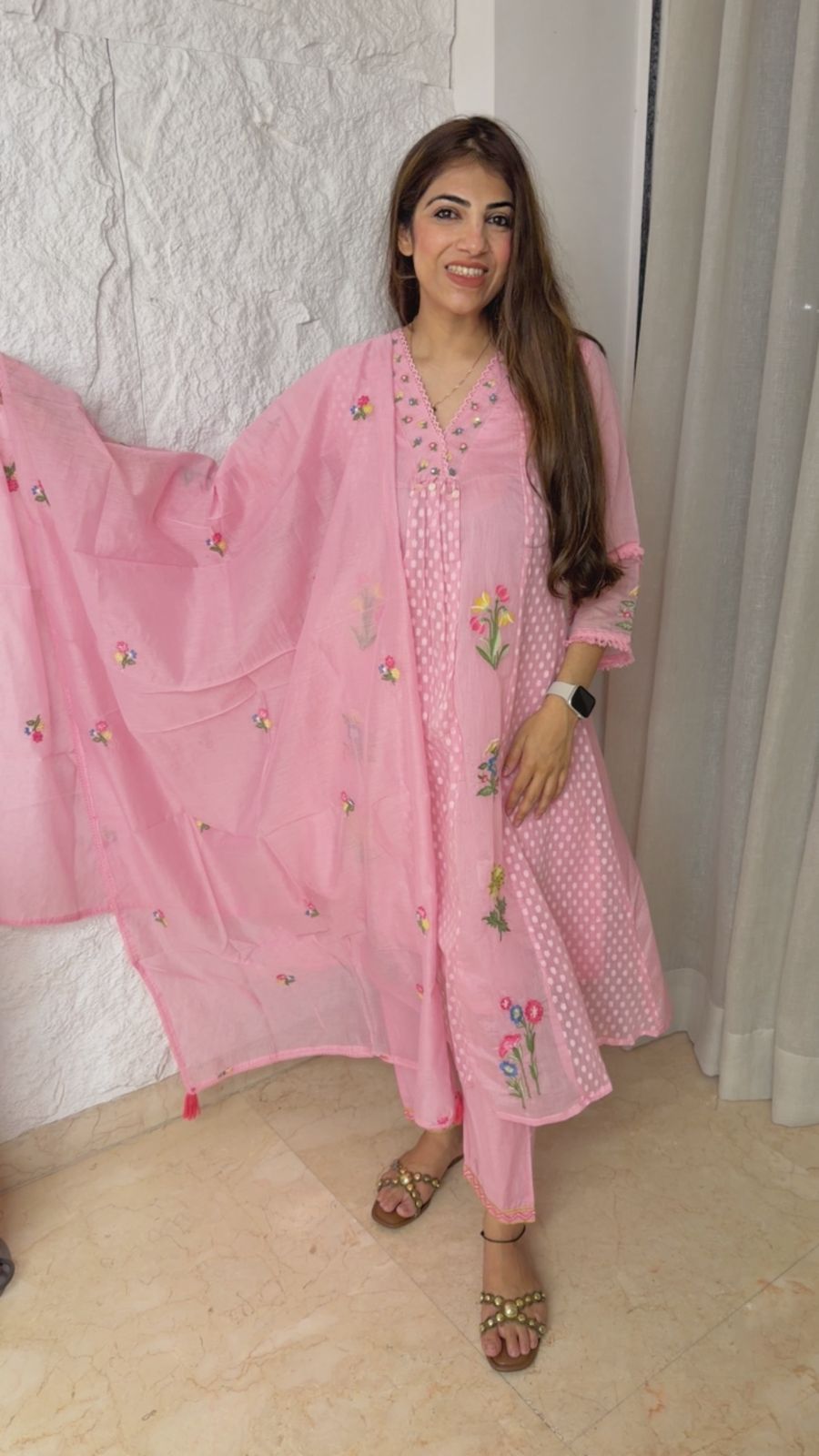 3 pc cotton suit with cotton dupatta