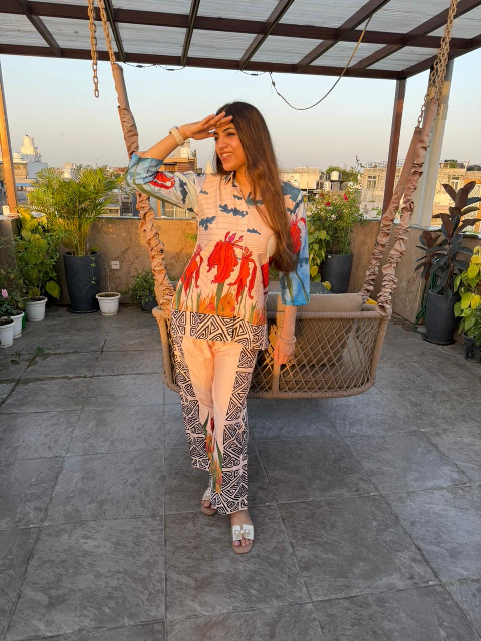 Digital cotton 2 pc summer co-ord set