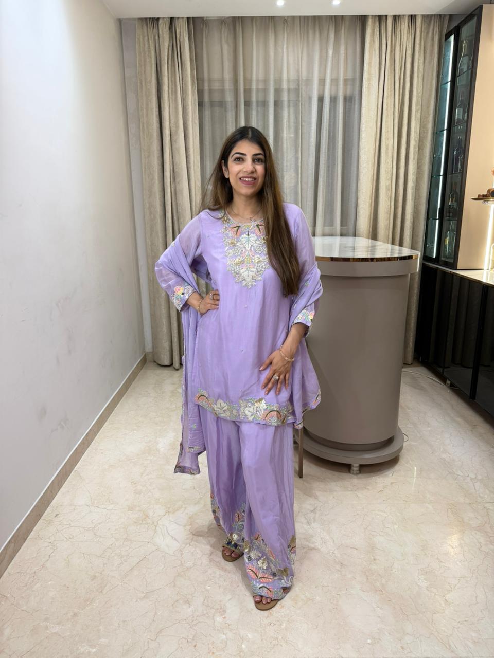 Crepe 3 pc suit with handwork with dupatta