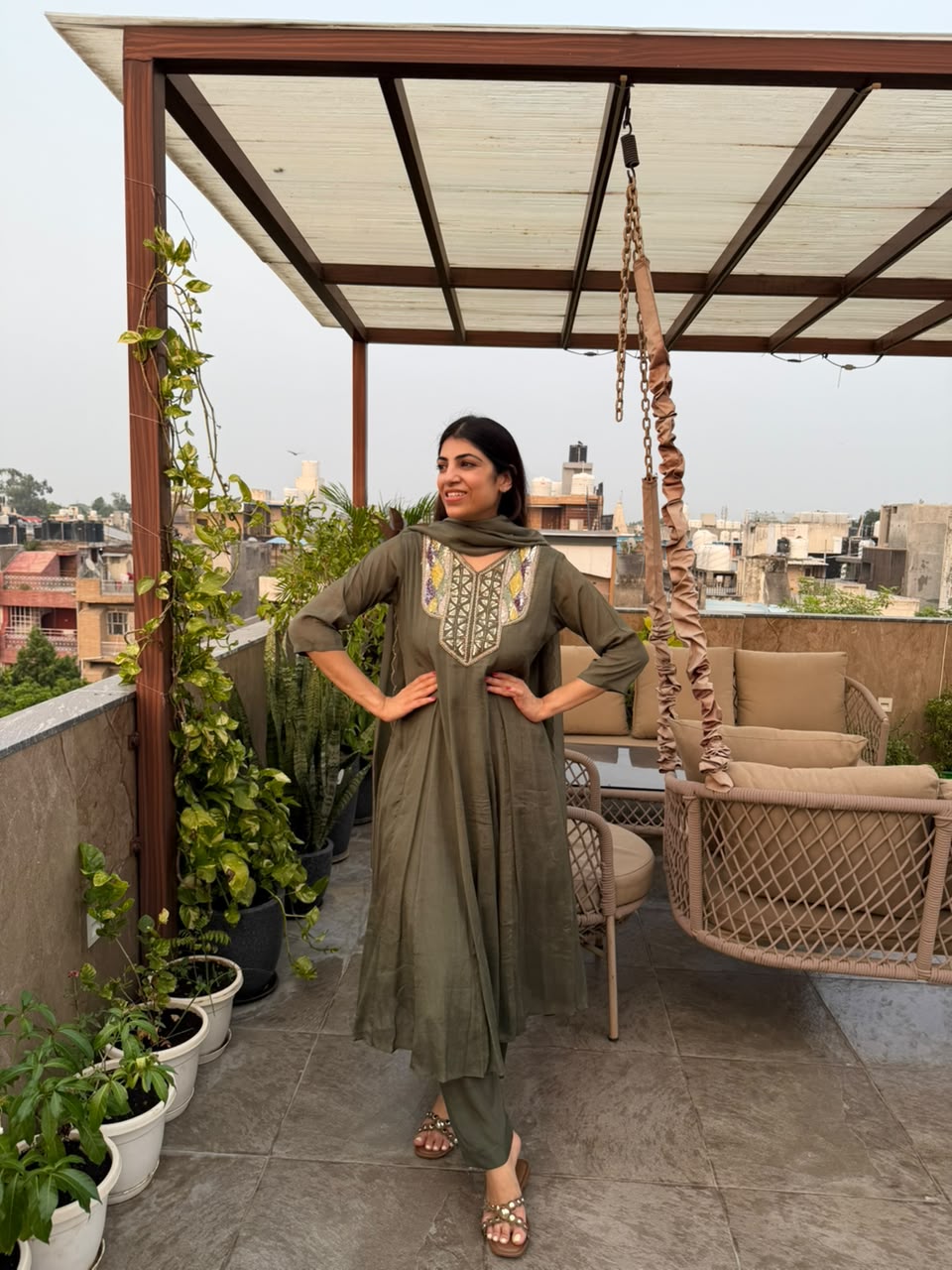 Imported modal fabric long 3,pc set with pant