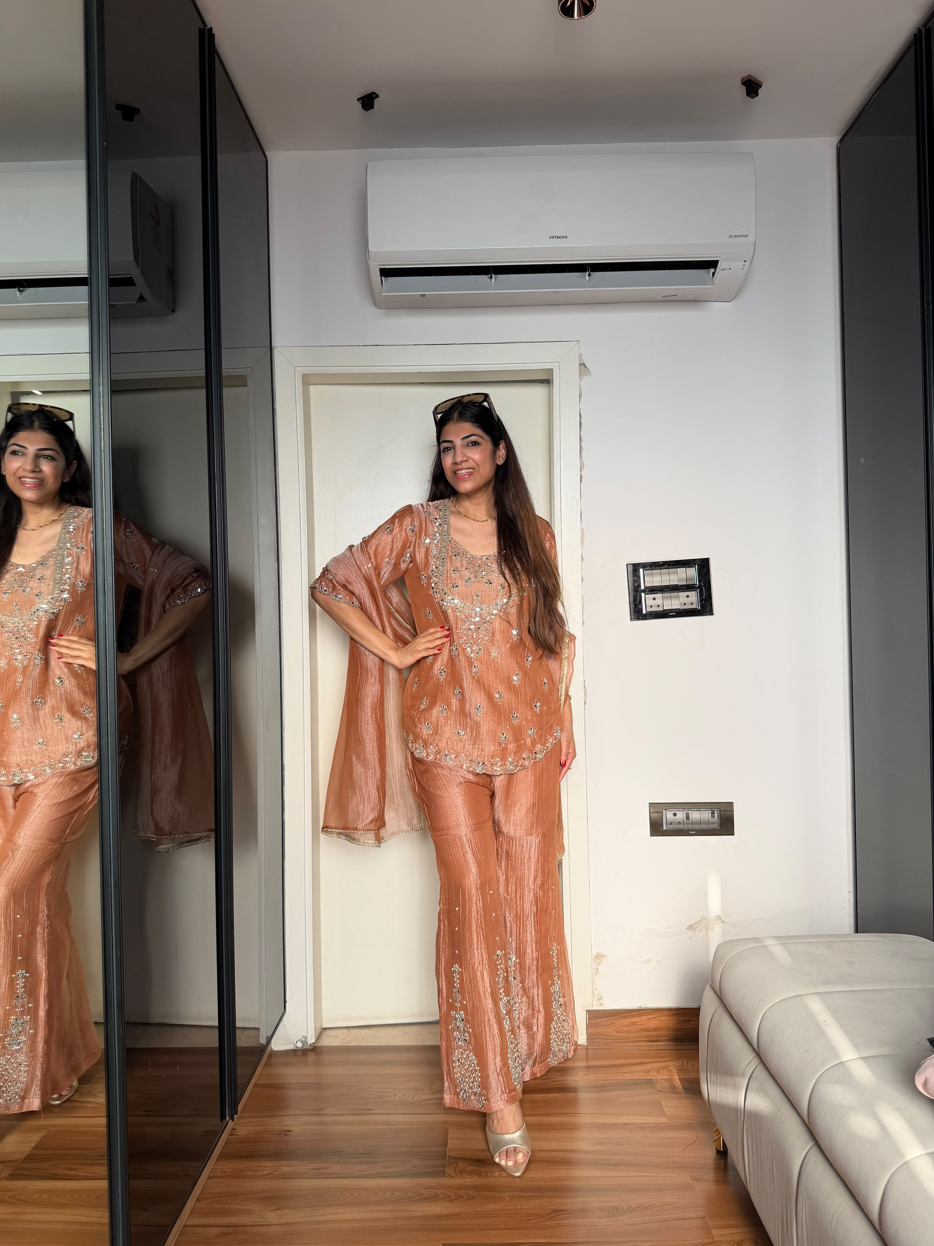 Salsa fabrc 3 pc suit with mirror work