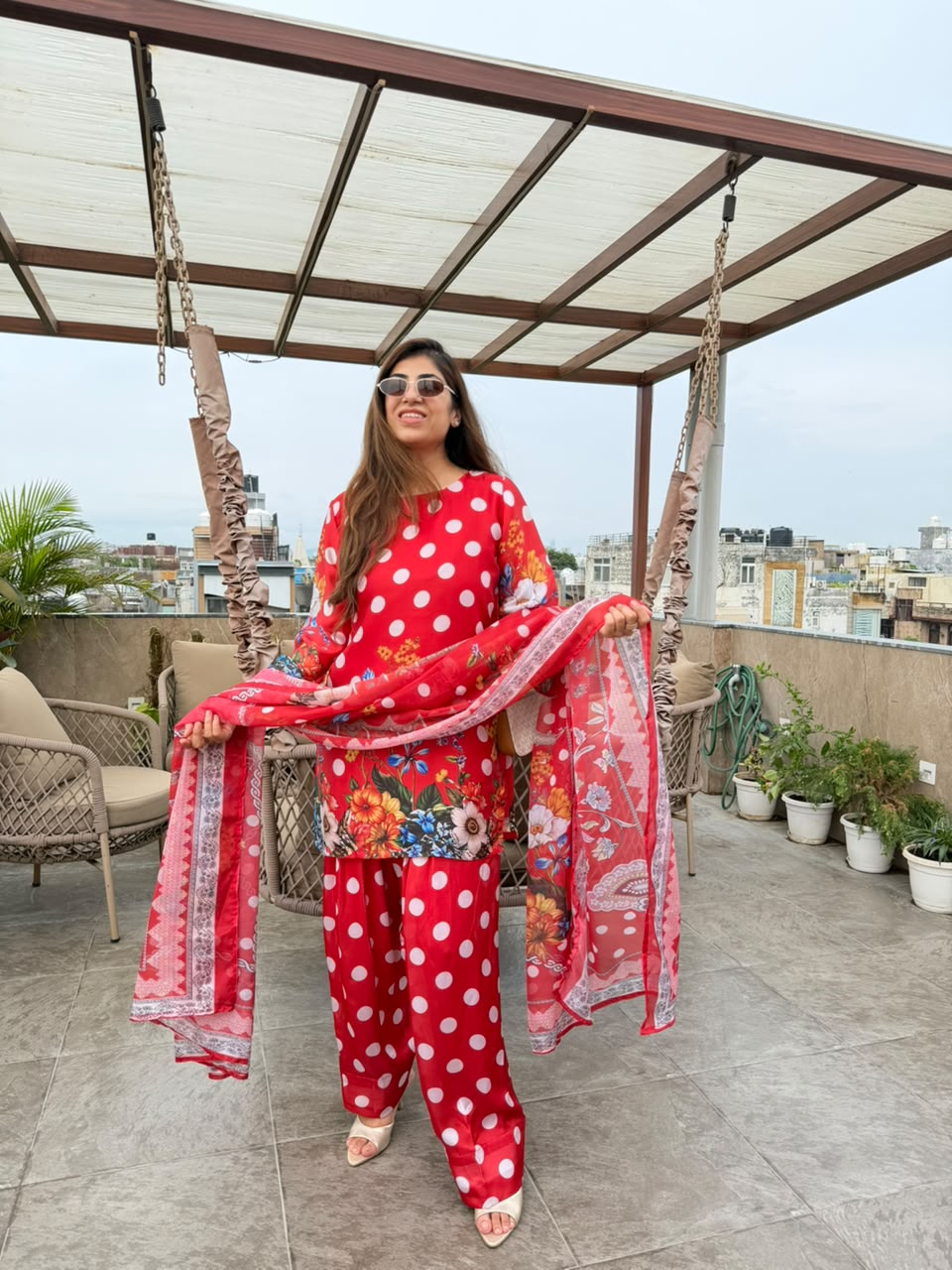 Pure digital crepe farshi set inside pure cotton-lining & 2.5 mtr dupatta