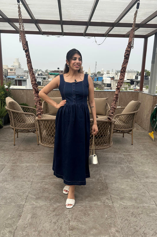 One-Piece Denim Stretchable Long Dress