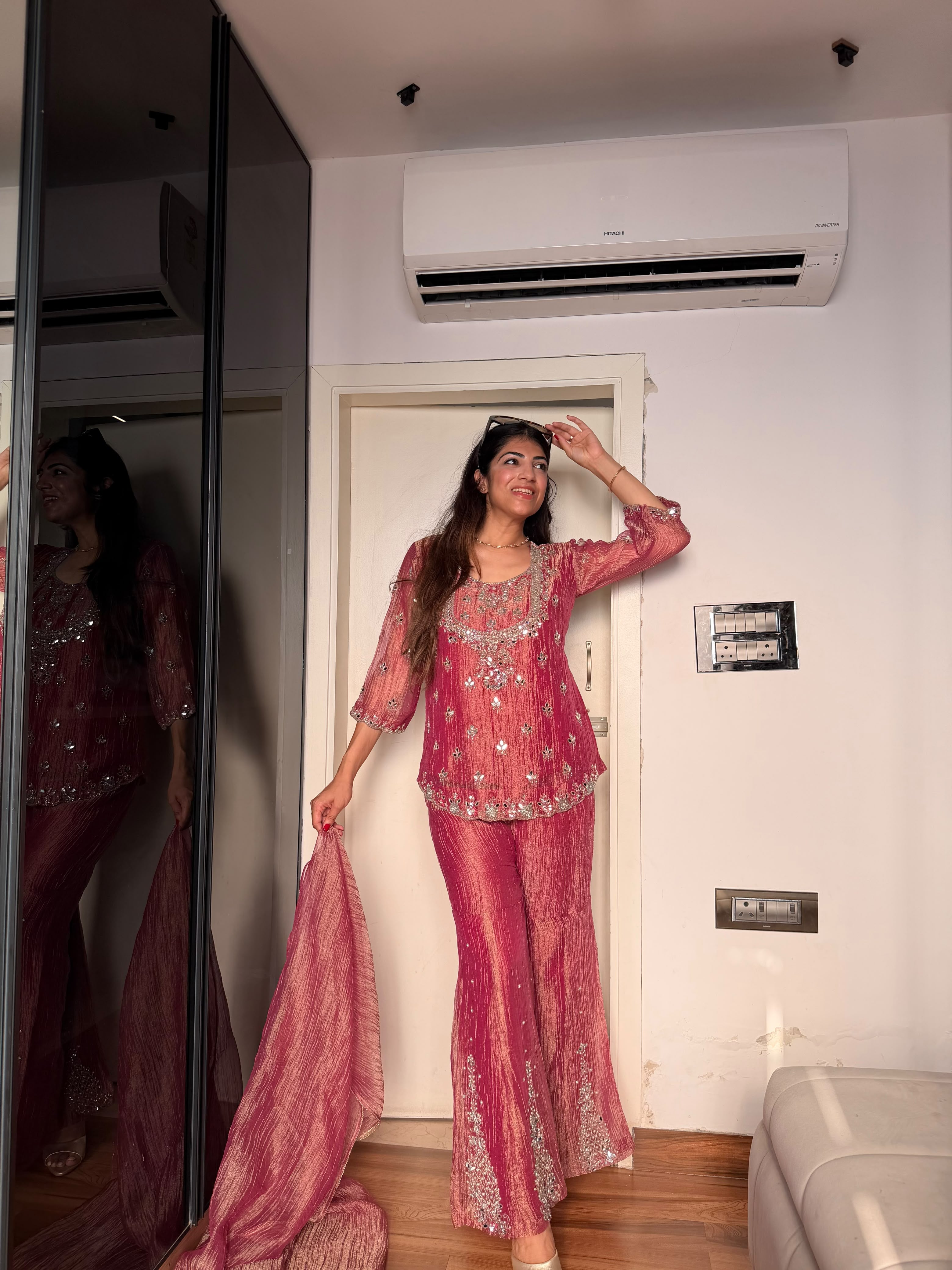 Salsa fabrc 3 pc suit with mirror work