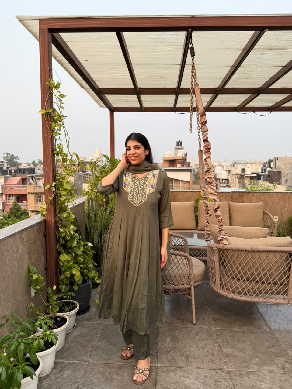 Imported modal fabric long 3,pc set with pant