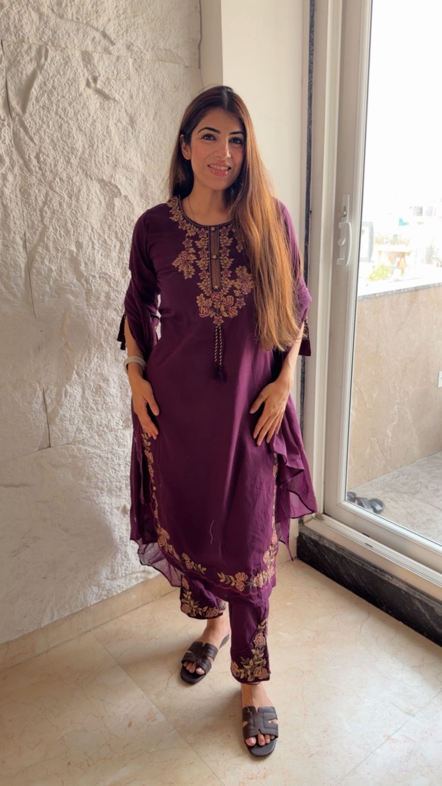 Pure mal cotton 3 pc suit with embroidery