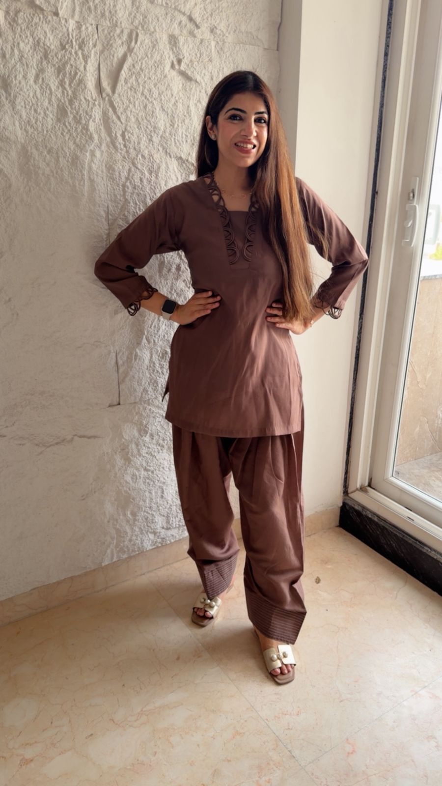 Imported cotton farshi 2 pc co-rd set with adjustable dori
