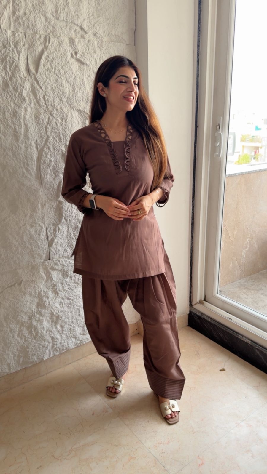 Imported cotton farshi 2 pc co-rd set with adjustable dori