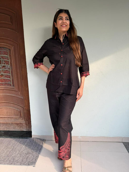 Muslin cotton 2pc,co-ord  set with embroidery