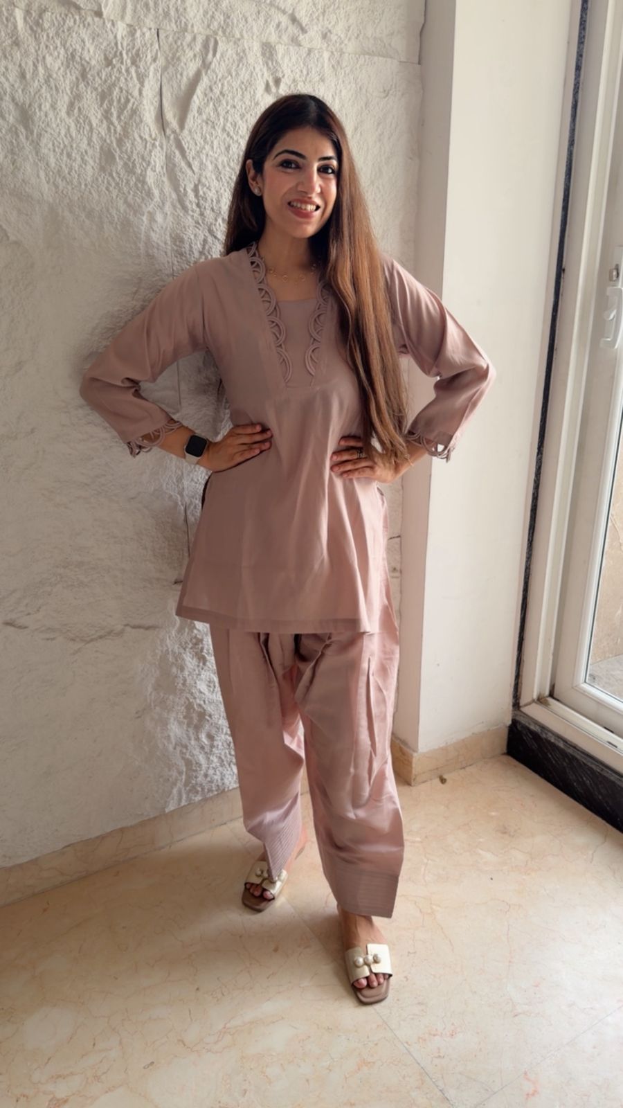 Imported cotton farshi 2 pc co-rd set with adjustable dori