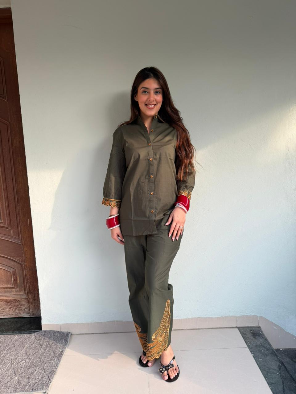 Muslin cotton 2pc,co-ord  set with embroidery