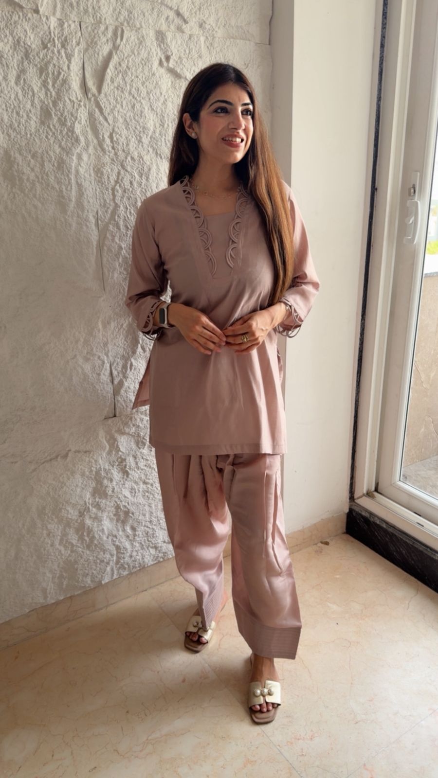 Imported cotton farshi 2 pc co-rd set with adjustable dori